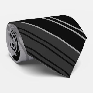 Black and White Striped Fractal Modern Pattern Tie