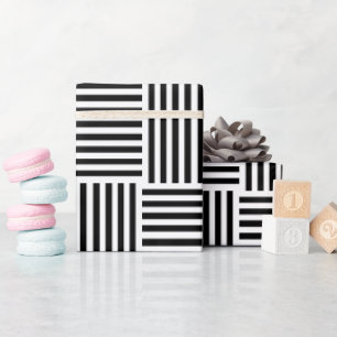 Black and White Striped Geometric Pattern Wrapping Paper