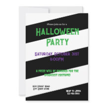 Black and white striped Halloween Party Invitation