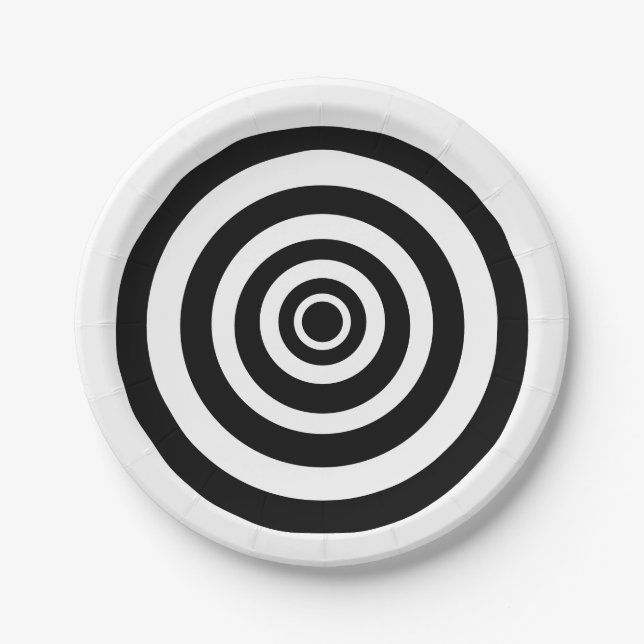 Black and white striped Halloween Party Plate (Front)