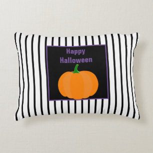 Black and White Striped Halloween Seasonal Decorative Cushion