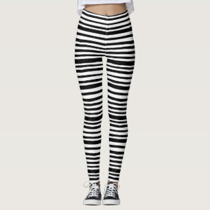 Black and white striped leggings