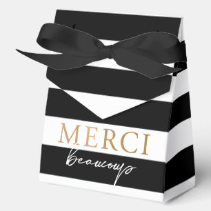 Black and White Striped Merci Beaucoup Favour Box