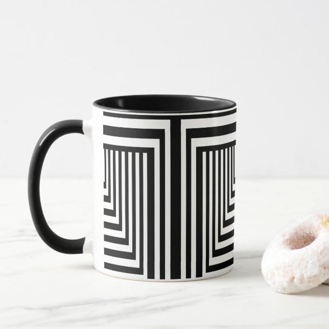 Black and White Striped Mug (With Donut)