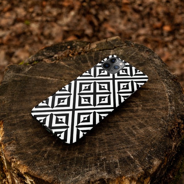 Black and White Striped Op Art Geometric Pattern iPhone Case (Creator Uploaded)