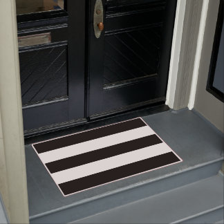 Black and White Striped Outdoor Mat