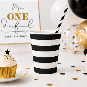 Black and White Striped Paper Cups