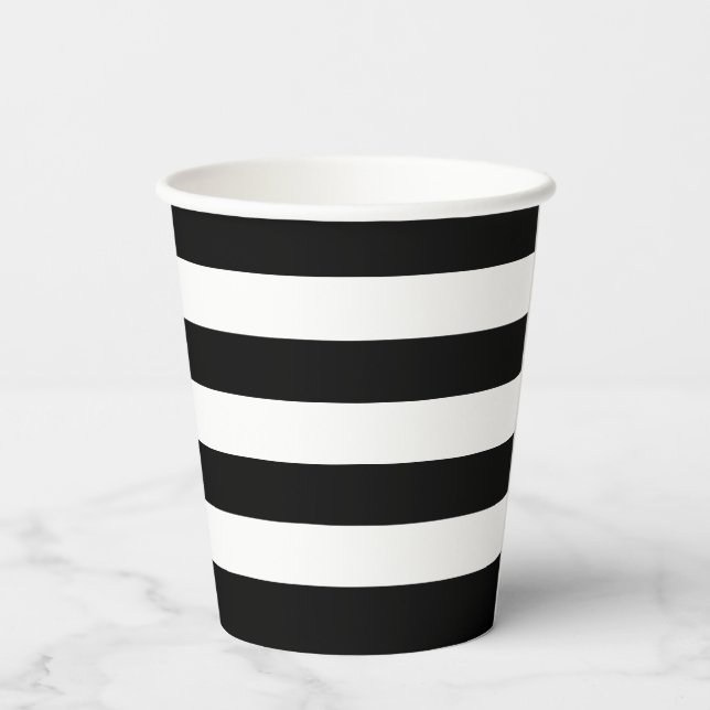 Black and White Striped Paper Cups (Back)