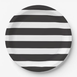 BLACK AND WHITE STRIPED Party Plate