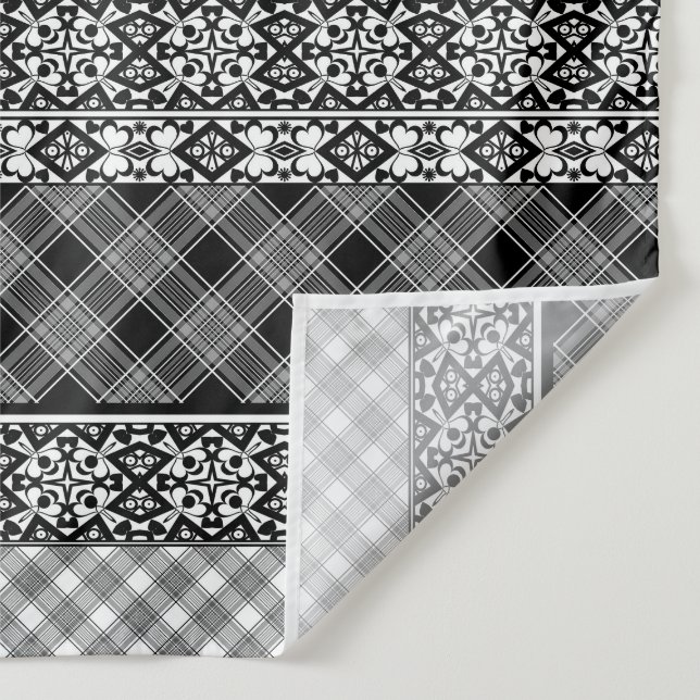 Black and white striped patchwork with lace tapestry (Detail)