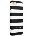Black and White Striped Pattern Custom Name