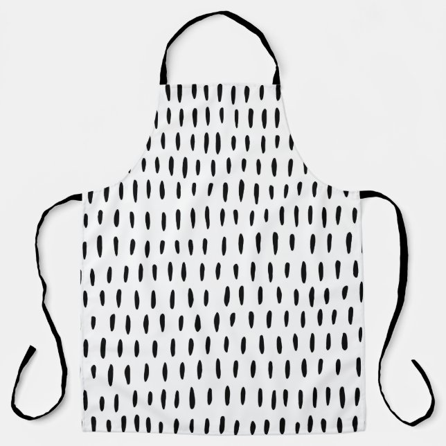 Black and white striped pattern: hand-drawn apron (Front)