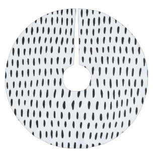Black and white striped pattern: hand-drawn brushed polyester tree skirt