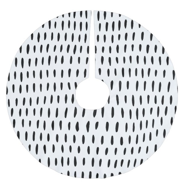 Black and white striped pattern: hand-drawn brushed polyester tree skirt (Front)