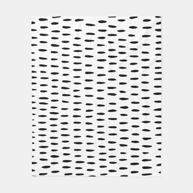 Black and white striped pattern: hand-drawn fleece blanket (Front)