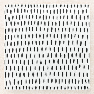 Black and white striped pattern: hand-drawn glass coaster
