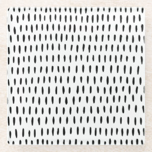 Black and white striped pattern: hand-drawn glass coaster