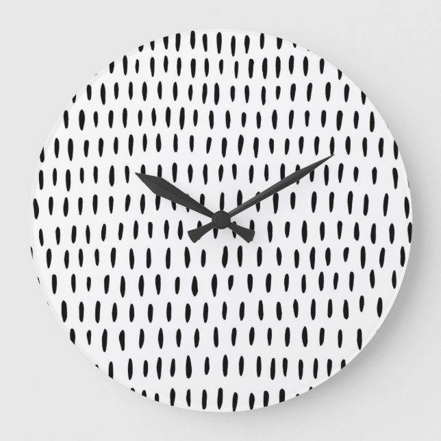 Black and white striped pattern: hand-drawn large clock (Front)