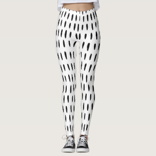 Black and white striped pattern: hand-drawn leggings
