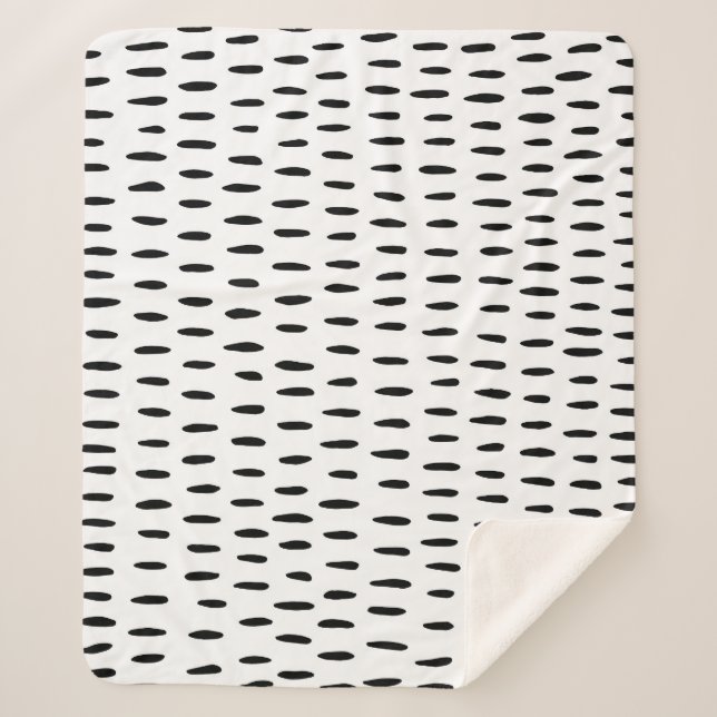 Black and white striped pattern: hand-drawn sherpa blanket (Front)