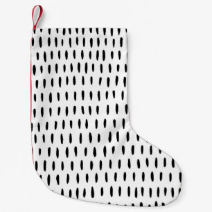 Black and white striped pattern: hand-drawn small christmas stocking