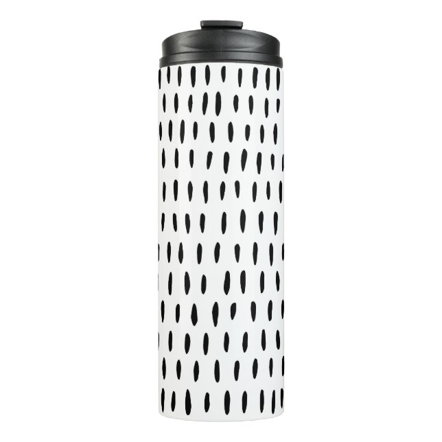 Black and white striped pattern: hand-drawn thermal tumbler (Front)