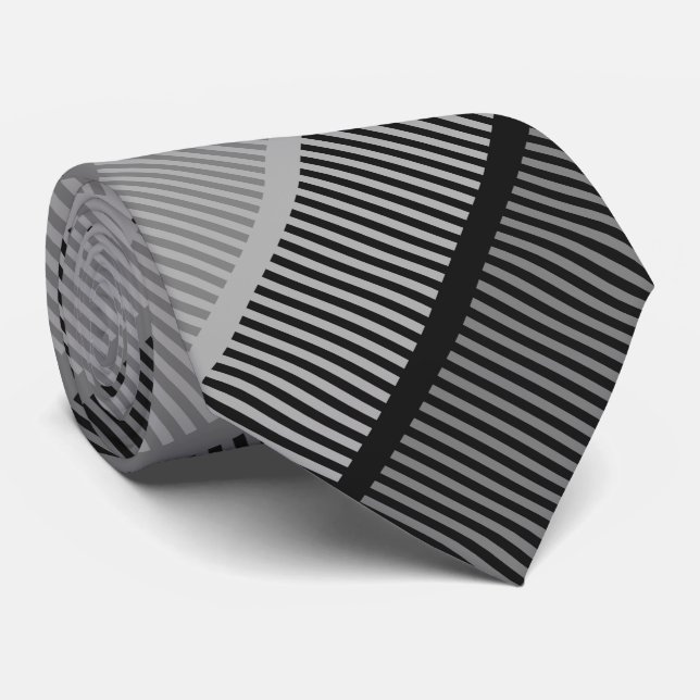 Black and White Striped Pattern Tie (Rolled)