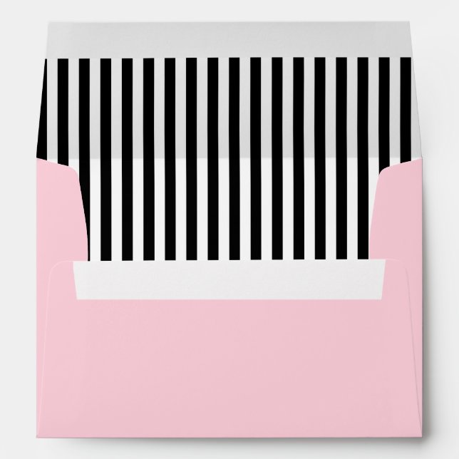 Black and White Striped Pattern with Pastel Pink Envelopes (Back (Bottom))