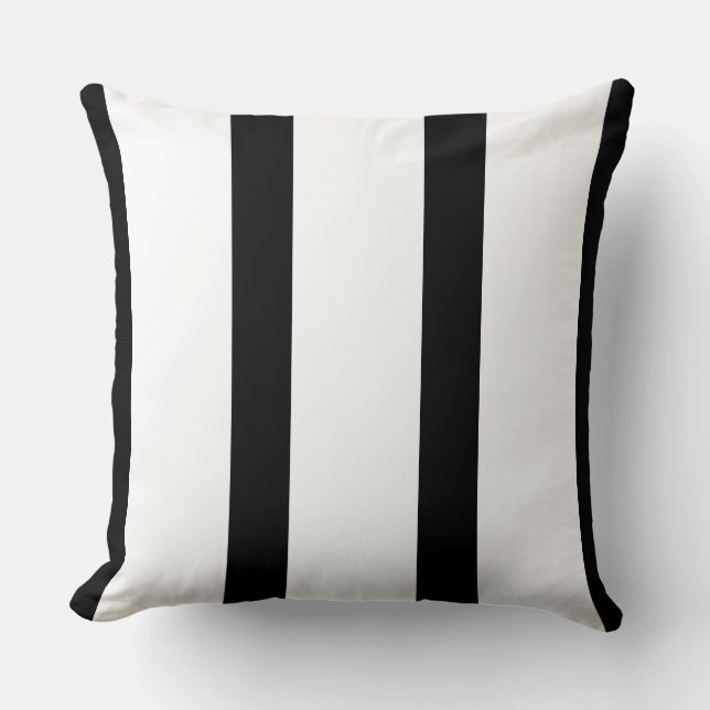 Black and White Striped Pillow (Front)