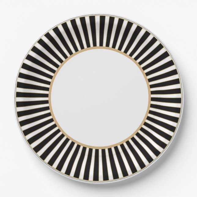 Black and White Striped Plate (Front)