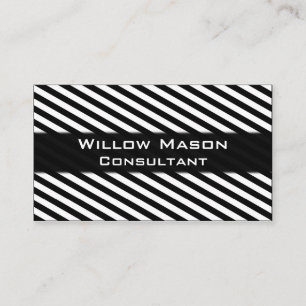 Black and White Striped Professional Business Card