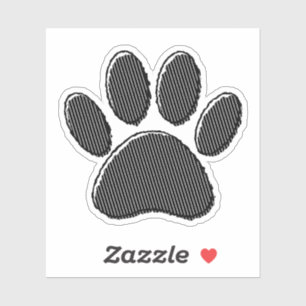 Black and White Striped Puppy Paw Print