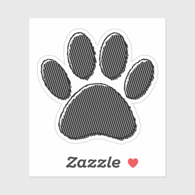 Black and White Striped Puppy Paw Print (Sheet)