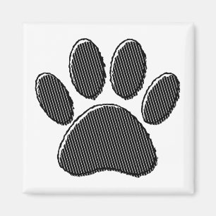 Black and White Striped Puppy Paw Print Magnet