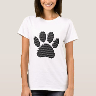 Black and White Striped Puppy Paw Print T-Shirt