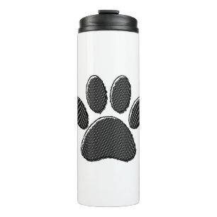 Black and White Striped Puppy Paw Print Thermal Tumbler