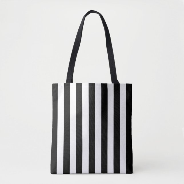 Black and white striped purse, vertical stripes  tote bag (Front)