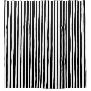 Black and white striped shower curtain