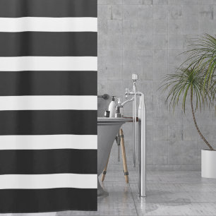Black and White Striped Shower Curtain