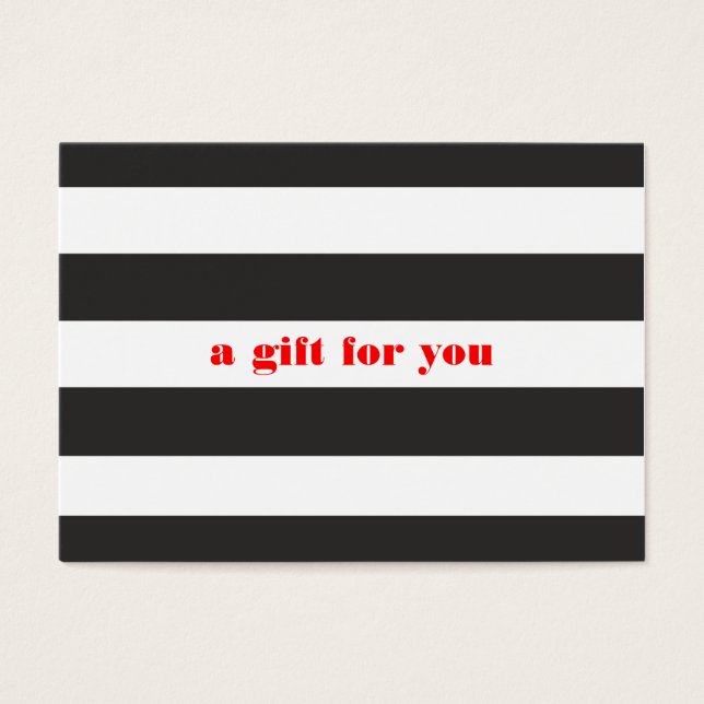 Black and White Striped Simple Holiday Gift Card (Front)