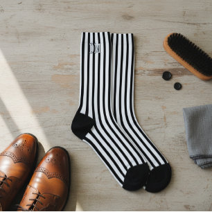 Black and White Striped Socks, Personalized Socks