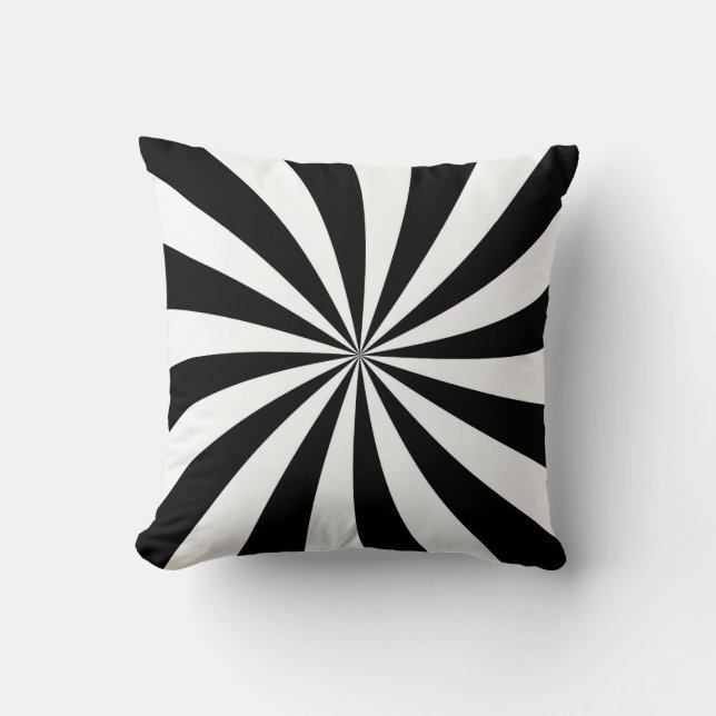 Black and White Striped Starburst Pillow (Front)