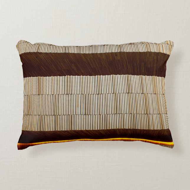 Black and white striped textile decorative cushion (Front)