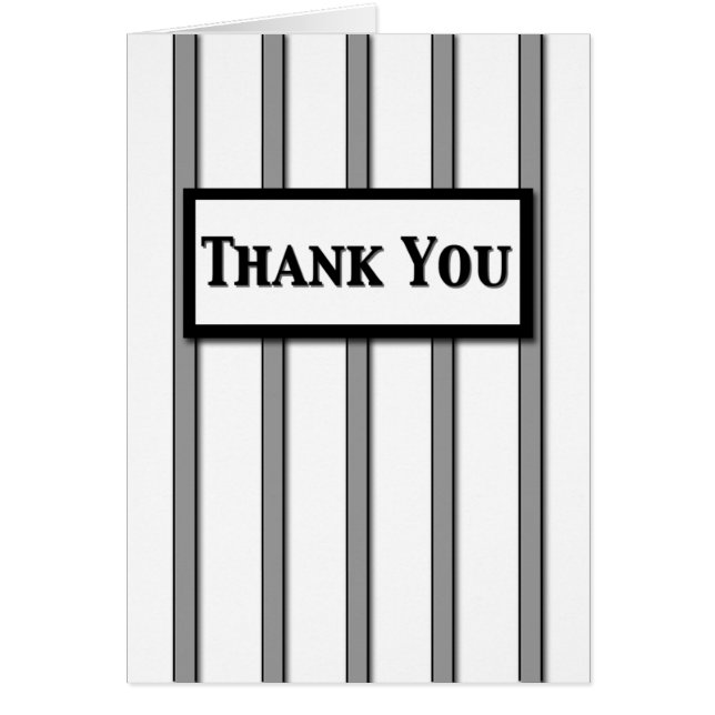 Black and White Striped Thank You Card (Front)