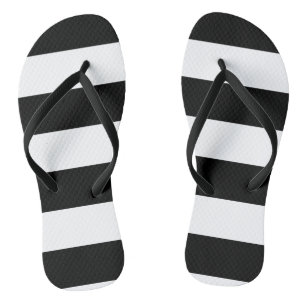 Black and White Striped Thongs