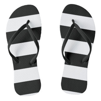 Black and White Striped Thongs