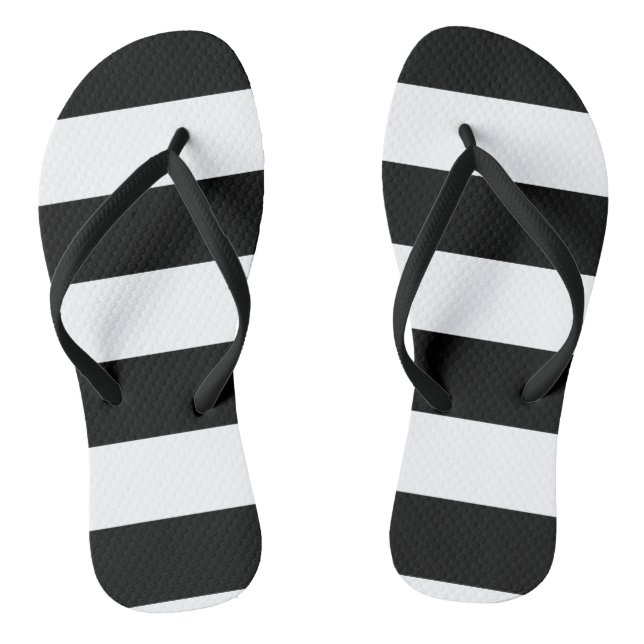 Black and White Striped Thongs (Footbed)