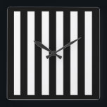 Black and White Striped Wall Clock<br><div class="desc">Clean design.  Black and White Striped wall clock for home,  den,  or office.  Great for gift giving.</div>