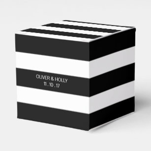 Black and white striped wedding favor box