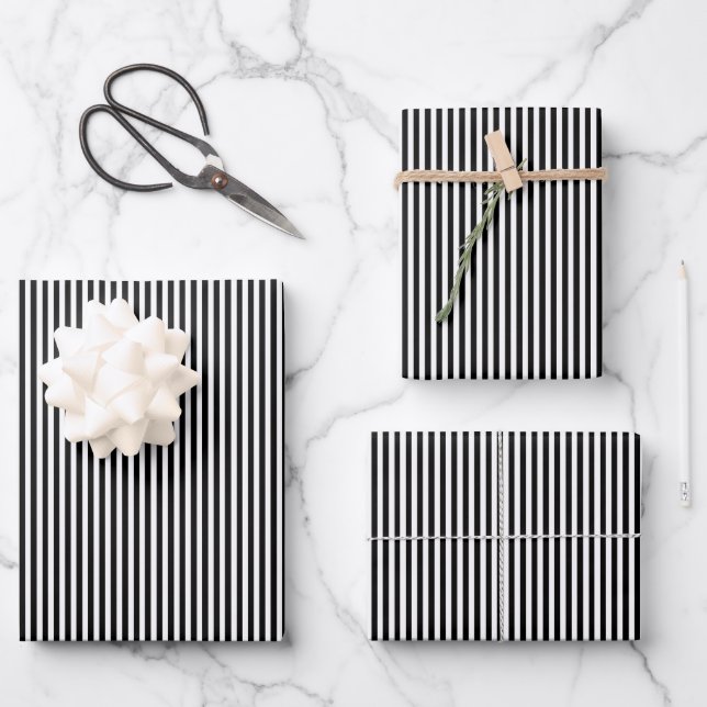 Black and white striped wrapping paper sheet (Front)